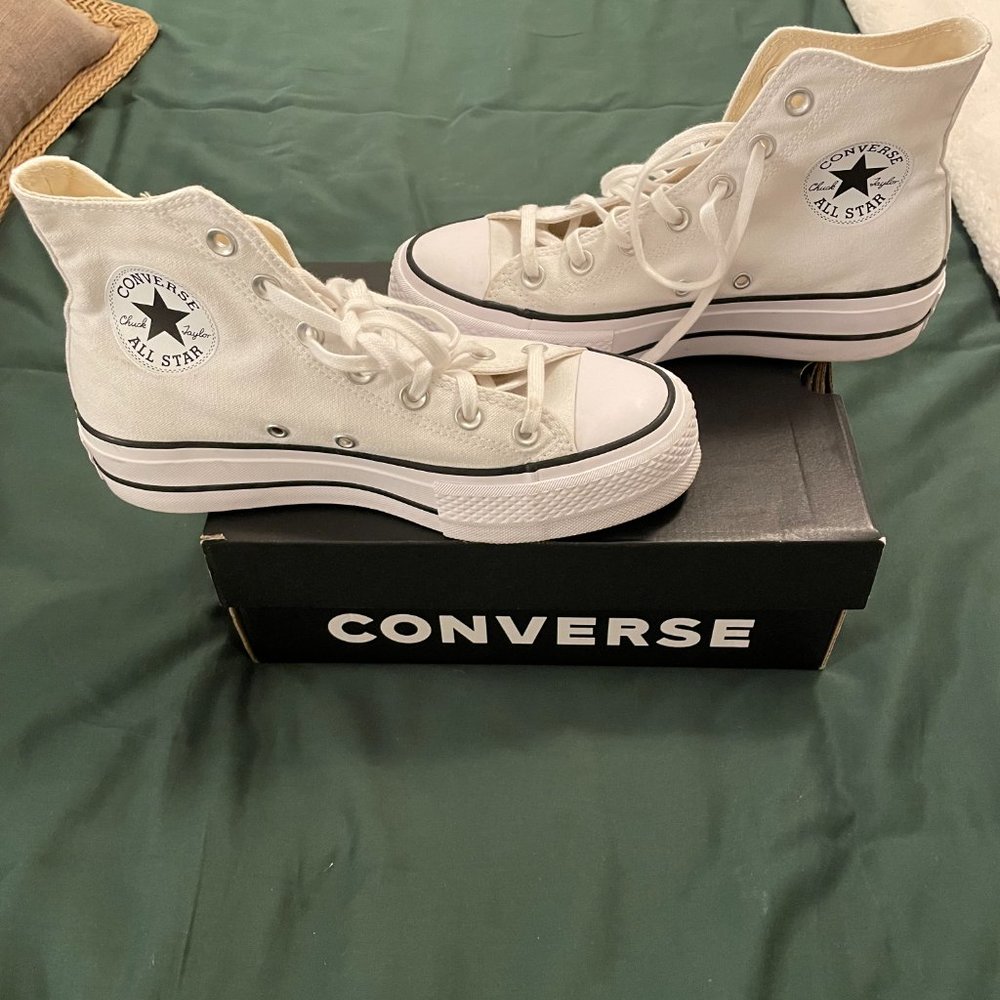 White Converse High-Top Platform Sneakers size 7